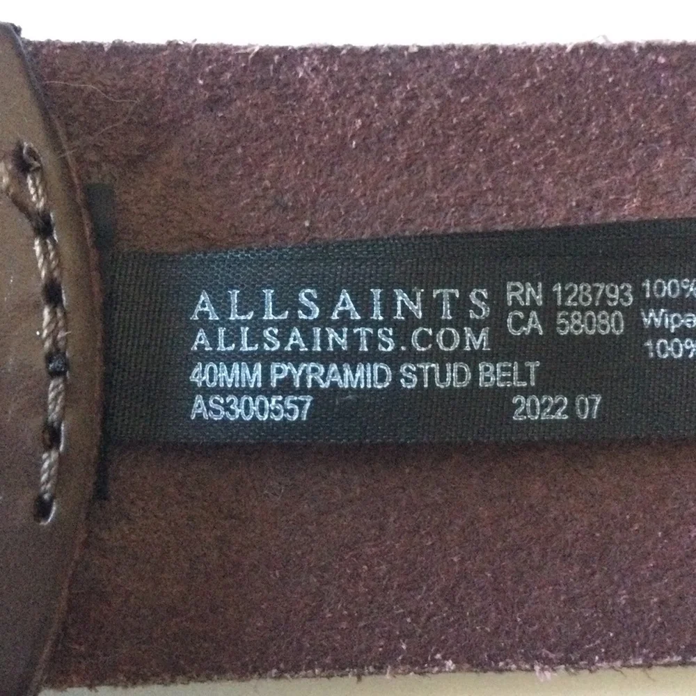 ALLSAINTS WOMENS PYRAMID STUD BELT BROWN LEATHER WITH GOLD SIZE SMALL NWOT